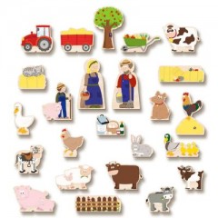 yoamo Bauernhof Spielkoffer fur Kinder mit 24 Holzfiguren Ферма для детей с 24 деревянными фигурками