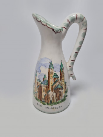 Ulmer Keramik Design Керамическая ваза-кувшин "Шпайерский собор", ручная роспись, 12см x 6см, Германия, 1960-70гг.