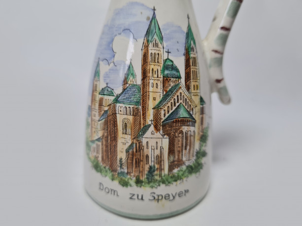 Ulmer Keramik Design Керамическая ваза-кувшин "Шпайерский собор", ручная роспись, 12см x 6см, Германия, 1960-70гг.