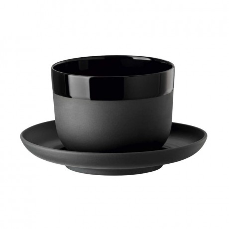 Rosenthal studio-line Rosenthal studio-line Cappello Schwarz Obertasse 0,21 L mit Untertasse 12,5 cm 2-tlg. Rosenthal studio-line Cappello Черная чашка 0,21 л с блюдцем 12,5 см, 2 шт.