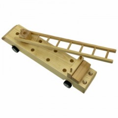 Sweety-Toys Sweety Toys 12398 Feuerwehrauto aus Holz mit Verstellbarer Leiter\/ Rutscher Sweety Toys 12398 Деревянная пожарная машина с регулируемой лестницей/слайдером