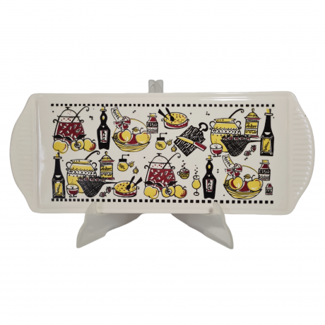 Поднос винтажный Staffet / Limburg с ручками, керамика, 36 х 15 см, Германия, 1970-80гг.