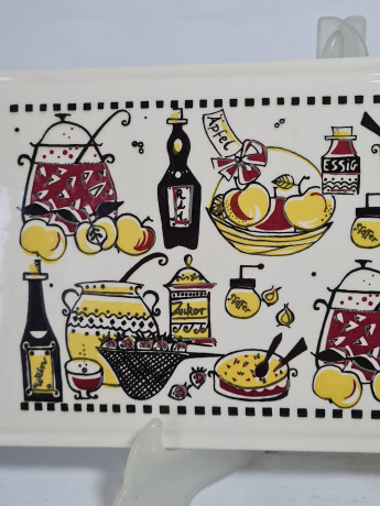 Поднос винтажный Staffet / Limburg с ручками, керамика, 36 х 15 см, Германия, 1970-80гг.