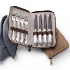 Robbe &amp; Berking Robbe &amp; Berking Martele - 925 Sterling Silber Grillset Frozen Black 8-tlg. Robbe &amp;amp; Berking Martele - Набор для гриля из стерлингового серебра 925 пробы Frozen Black, 8 предметов.