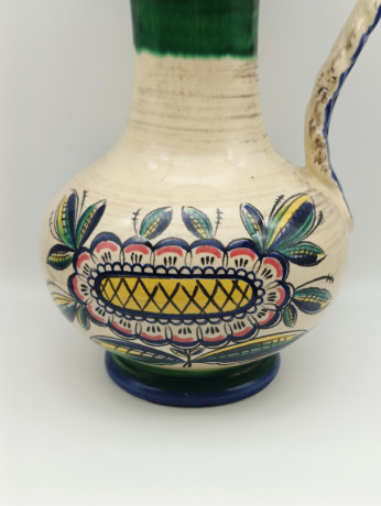 Ваза-кувшин винтажная большая Sudtirol, майолика, яркий декор, керамика, 28 х 17 см, Германия, 1970-80гг.