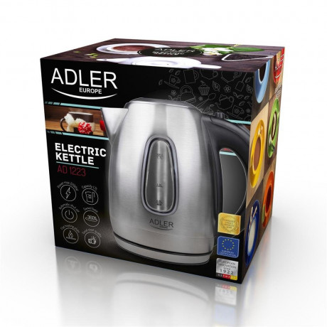 Adler Adler Wasserkocher AD 1223, 1,7 L, 2200 Watt, kabellos, LED-Anzeige, Edelstahl Чайник Adler AD 1223, 1,7 л, 2200 Вт, беспроводной, светодиодный дисплей, нержавеющая сталь