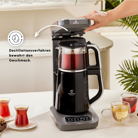 Karaca Karaca Wasser-/Teekocher Karaca Caysever Robotea Pro 4-in-1 sprechender Tee und Filterkaffeeaut  Прибор для приготовления чая/воды Karaca Karaca Caysever Robotea Pro 4-в-1 говорящий чай и фильтрованный кофе авто