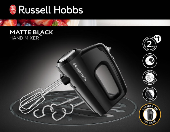 RUSSELL HOBBS RUSSELL HOBBS Handmixer Matte Black 24672-56, 350 W, 5 Geschwindigkeitsstufen Turbofunktion Ручной миксер RUSSELL HOBBS Matte Black 24672-56, 350 Вт, 5 скоростей, турбо-функция