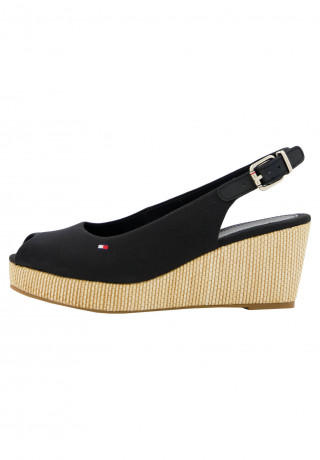 Tommy Hilfiger ICONIC ELBA SLING BACK WEDGE Platform sandals schwarz (15) ICONIC ELBA SLING BACK WEDGE Сандалии на платформе черный (15)