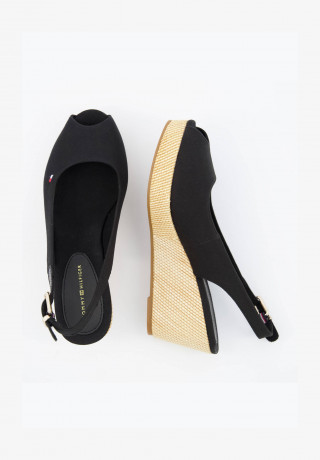 Tommy Hilfiger ICONIC ELBA SLING BACK WEDGE Platform sandals schwarz (15) ICONIC ELBA SLING BACK WEDGE Сандалии на платформе черный (15)