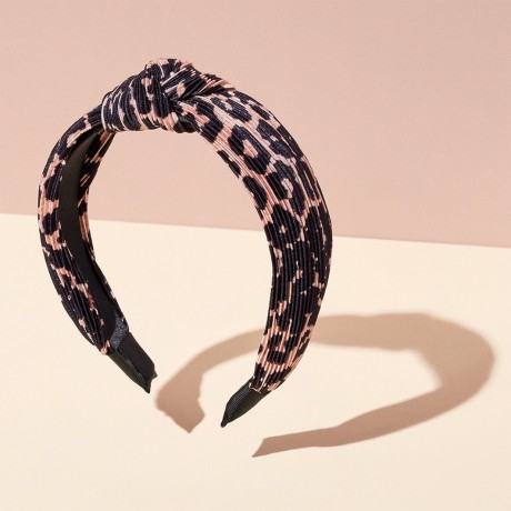 The Hair Edit Leopard Print Pleated Headband  Плиссированная повязка на голову с леопардовым принтом