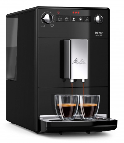 Melitta Melitta Kaffeevollautomat Purista F230-102, schwarz, Lieblingskaffee-Funktion, kompakt  extra leise  Полностью автоматическая кофемашина Melitta Purista F230-102, черная, функция любимого кофе, компактная, очень тихая