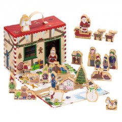 yoamo Wichtelwerkstatt Spielkoffer fur Kinder mit Holzfiguren Игровой шкаф Wichtelwerkstatt для детей с деревянными фигурками