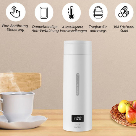 LETGOSPT LETGOSPT Wasserkocher 500ml Wasserkocher 3-in-1 Reisewasserkocher, Tragbarer Mini-Heizbecher, 300,00 W, 304-Edelstahlauskleidung, Kleiner Schnell Erhitzender Isolierbecher Чайник LETGOSPT Чайник на 500 мл Дорожный чайник 3-в-1, портативная мини-