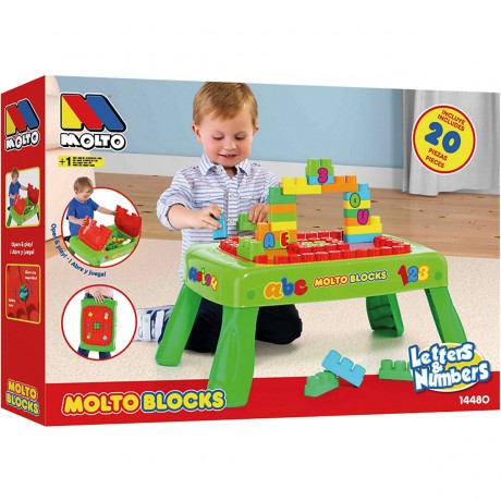 Molto Klappbarer Tisch mit 20 Bausteinen aus Kunststoff Складной стол с 20 пластиковыми строительными блоками