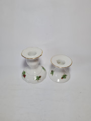 Подсвечники винтажные Seltmann Weiden с сиреневыми цветками, фарфор, 2 шт., 6.5 x 8 см, 9 х 8 см, Германия, 1960-70гг.