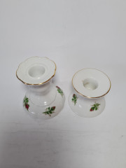 Подсвечники винтажные Seltmann Weiden с сиреневыми цветками, фарфор, 2 шт., 6.5 x 8 см, 9 х 8 см, Германия, 1960-70гг.