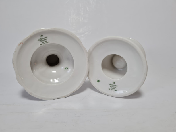 Подсвечники винтажные Seltmann Weiden с сиреневыми цветками, фарфор, 2 шт., 6.5 x 8 см, 9 х 8 см, Германия, 1960-70гг.