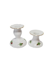 Подсвечники винтажные Seltmann Weiden с сиреневыми цветками, фарфор, 2 шт., 6.5 x 8 см, 9 х 8 см, Германия, 1960-70гг.