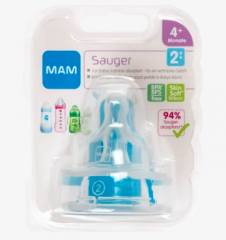 MAM  Trinksauger Silikon, Gr. 2, ab 4 Monaten, 2 St Силиконовая соска, размер 2, с 4 месяцев, 2 шт. 