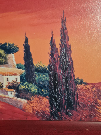 Картина винтажная Реджиса Айбра "Тосканский пейзаж", в раме, 77 x 40 см, Германия, 1960-70гг.