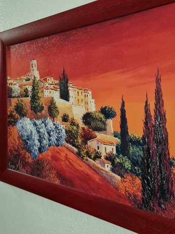 Картина винтажная Реджиса Айбра "Тосканский пейзаж", в раме, 77 x 40 см, Германия, 1960-70гг.