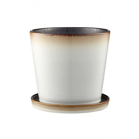 Bitz Bitz Gastro cream / black Blumentopf - Krautertopf mit Untertasse d: 14 cm / h: 12,5 cm Bitz Gastro кремовый/черный цветочный горшок - травяной горшок с блюдцем d: 14 см / высота: 12,5 см