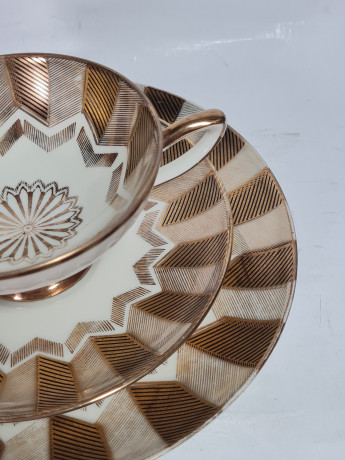 Чайное трио винтажное Winterling Roslau Bavaria / 20er с золотистым декором, фарфор, Германия, 1960-70гг.