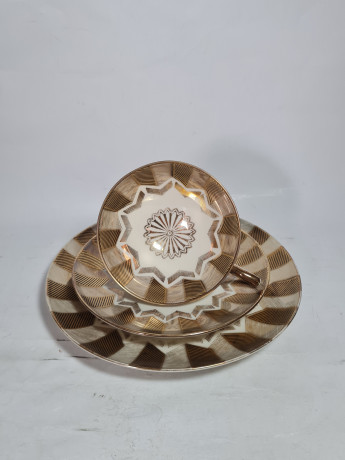 Чайное трио винтажное Winterling Roslau Bavaria / 20er с золотистым декором, фарфор, Германия, 1960-70гг.