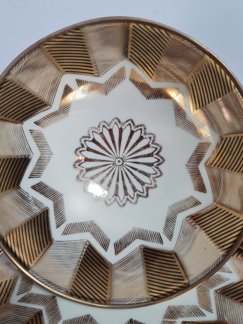 Чайное трио винтажное Winterling Roslau Bavaria / 20er с золотистым декором, фарфор, Германия, 1960-70гг.