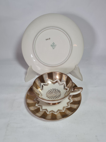 Чайное трио винтажное Winterling Roslau Bavaria / 20er с золотистым декором, фарфор, Германия, 1960-70гг.
