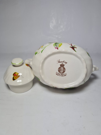 James Kent Old Foley England Сахарница фарфоровая "Ягоды земляники", 9,5см x 15см, Англия, 1960-70гг.