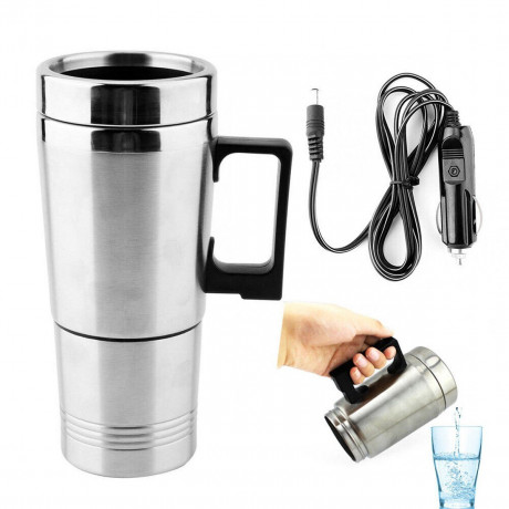 Yoyaxi Yoyaxi Wasserkocher Beheizter Reisebecher aus Edelstahl, 12V/24V PKW LKW LKW elektrisch thermisch  Дорожная кружка с подогревом чайника Yoyaxi из нержавеющей стали, электрическая термостанция для автомобилей, грузовиков, 12 В/24 В