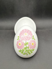 Шкатулка винтажная Gerold в форме яйца с нежно-розовыми цветами, фарфор, 15 х 10 см, Германия, 1960-70гг.