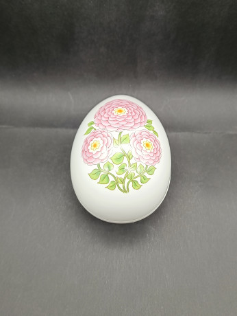 Шкатулка винтажная Gerold в форме яйца с нежно-розовыми цветами, фарфор, 15 х 10 см, Германия, 1960-70гг.