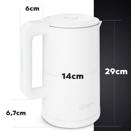 Balter Balter Wasserkocher WK-4, Edelstahl, 1,7 Liter, Doppelwand Design, BPA frei, LED, weiss Чайник Balter WK-4, нержавеющая сталь, 1,7 литра, конструкция с двойными стенками, без BPA, светодиод, белый