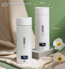 BUMHUM BUMHUM Reise-Wasserkocher Reise-Wasserkocher 300W Reise-Elektrisch-Wasserkocher, 500 ml Tragbarer Mini-Heizbecher, Thermobecher 316 Edelstahl-Liner  Дорожный чайник BUMHUM Дорожный чайник, 300 Вт, дорожный электрический чайник, портативная мини-чаш