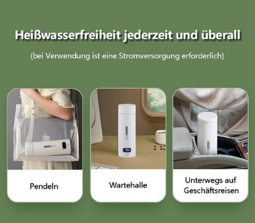 BUMHUM BUMHUM Reise-Wasserkocher Reise-Wasserkocher 300W Reise-Elektrisch-Wasserkocher, 500 ml Tragbarer Mini-Heizbecher, Thermobecher 316 Edelstahl-Liner  Дорожный чайник BUMHUM Дорожный чайник, 300 Вт, дорожный электрический чайник, портативная мини-чаш