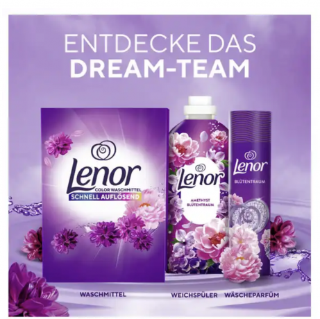 LENOR Colorwaschmittel Pulver Amethyst Blutentraum 90 WL XXL-Pack, Стиральный порошок для цветного белья, с ароматом Цветочный сад,  90 загрузок, 4500 г