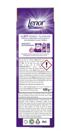 LENOR Colorwaschmittel Pulver Amethyst Blutentraum 90 WL XXL-Pack, Стиральный порошок для цветного белья, с ароматом Цветочный сад,  90 загрузок, 4500 г
