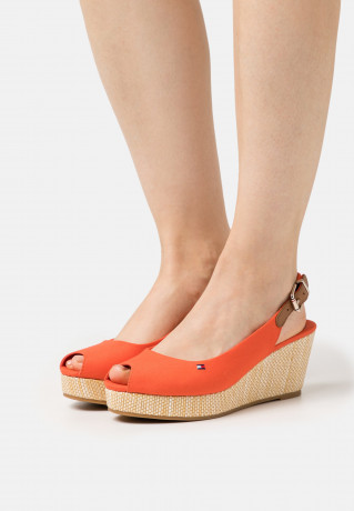 Tommy Hilfiger ICONIC ELBA SLING BACK WEDGE Platform sandals deep orange ICONIC ELBA SLING BACK WEDGE Сандалии на платформе темно-оранжевый