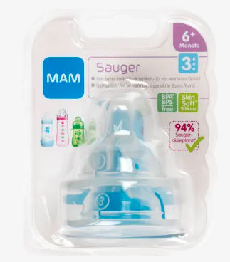 MAM  Trinksauger Silikon, Gr. 3, ab 6 Monaten, 2 St Силиконовая соска, размер 3, с 6 месяцев, 2 шт.