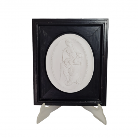 Картина винтажная Meissen, Erato, керамика в деревянной раме, отлита по оригинальным формам Дж.Дж.Кендлера, 23 x 19,5 см, Германия, 1981 г.