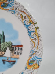 Тарелка декоративная винтажная с изображением Лаго ди Гарда, фарфор, 19.5 см, Италия, 1960-70гг.