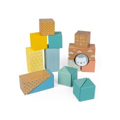 Janod Pure Nachziehwagen mit 16 Steinen Чистая тележка с 16 камнями