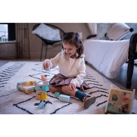 Janod Pure Nachziehwagen mit 16 Steinen Чистая тележка с 16 камнями