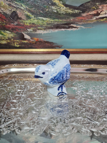 Фигурка винтажная Delft "Птичка", ручная работа, фарфор, 8 см, Нидерланды, 1970-80гг.