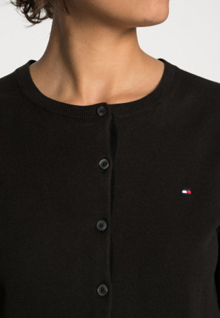 Tommy Hilfiger HERITAGE BUTTON UP CARDIGAN Cardigan black КАРДИГАН НА ПУГОВИЦАХ HERITAGE Кардиган черный