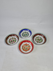 Набор декоративных тарелок винтажный Steinbock / Email Studio в ярких тонах, ручная работа, 4 шт., фарфор, 10 см, Австрия, 1970-80гг.