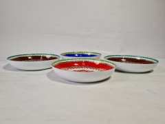 Набор декоративных тарелок винтажный Steinbock / Email Studio в ярких тонах, ручная работа, 4 шт., фарфор, 10 см, Австрия, 1970-80гг.